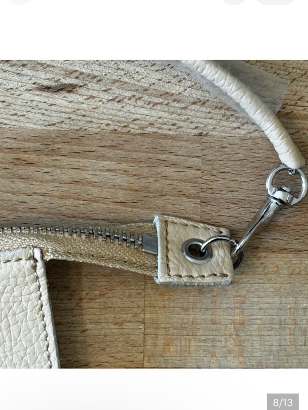 RABEANCO Cream Tan Leather Wristlet Clutch Convertible Bag NWOT Minimalist - Picture 6 of 10